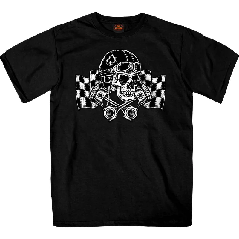 Stylish Hoodies Hot Leathers GMS1549 Men's Black Vintage Racing Skull Printed T-Shirt