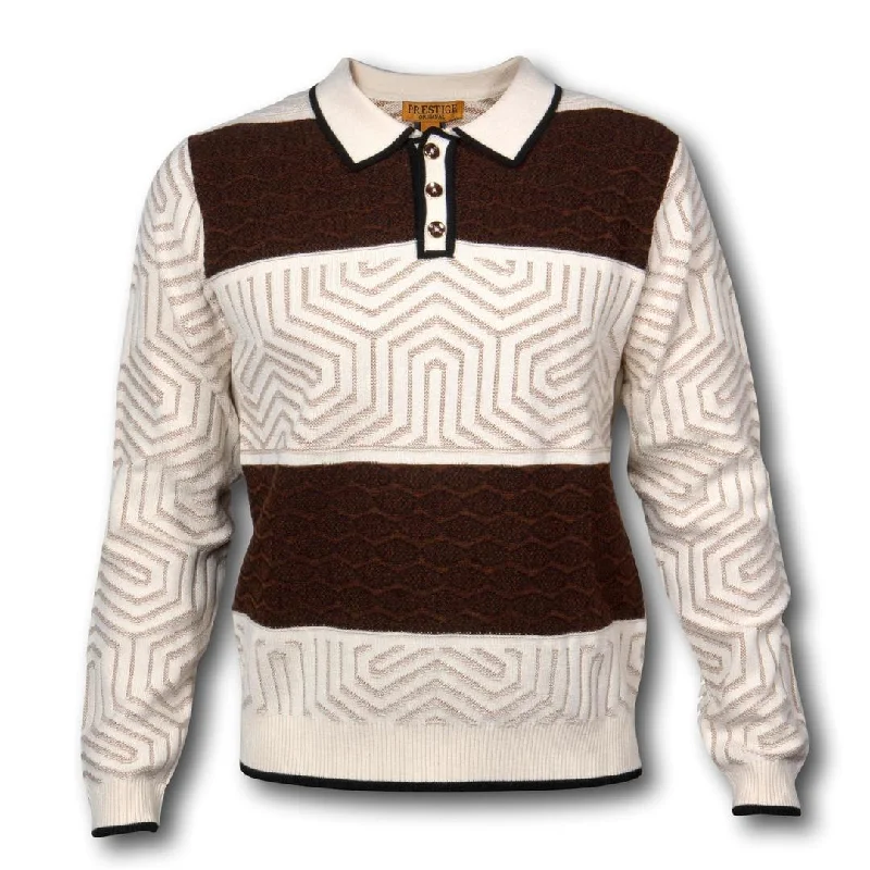 Classic Footwear Prestige Beige Brown Black White Polo Sweater - SYM