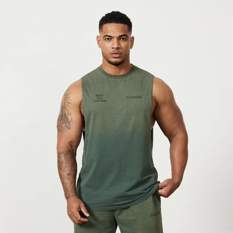 Trendy Shirts Vanquish Sun-faded Green Oversized Sleeveless T Shirt