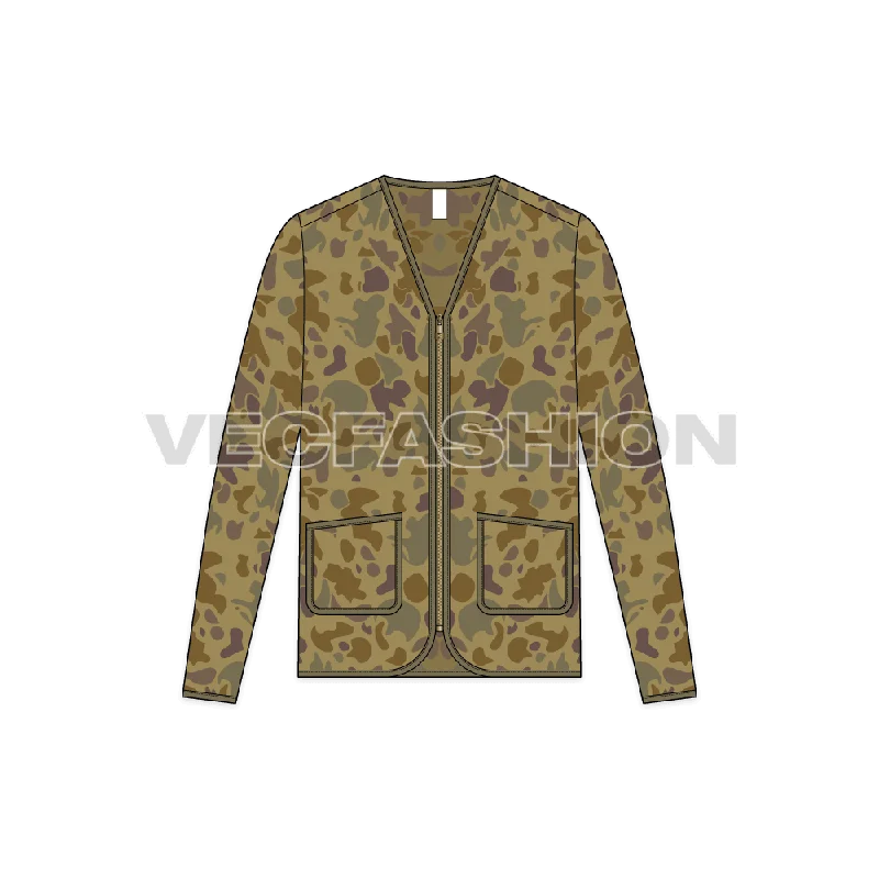 Cozy Hoodies Mens Oversized Camo Cardigan Vector Sketch