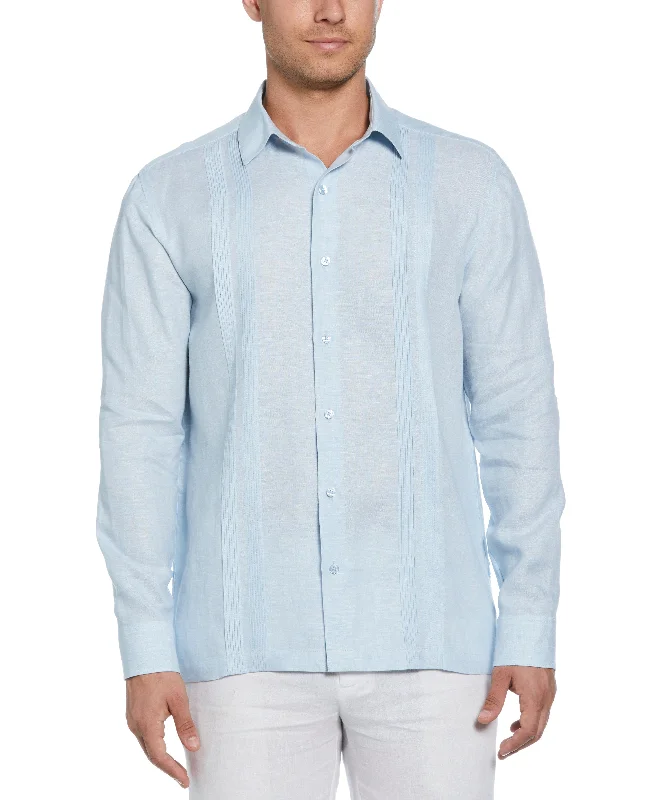 Relaxed Sweaters Linen Multi-Tuck Guayabera Shirt