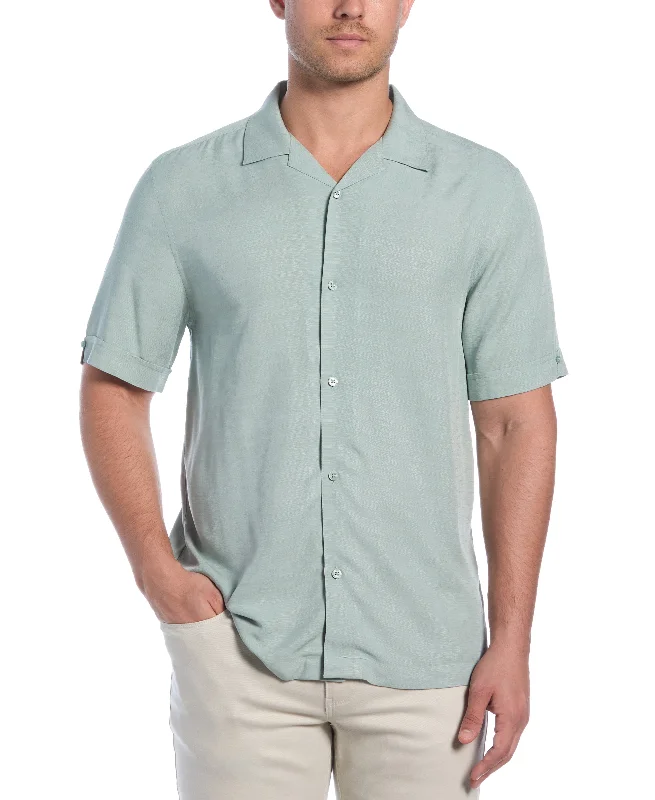 Weekend Wear Solid Textured Cuban Collar Shirt