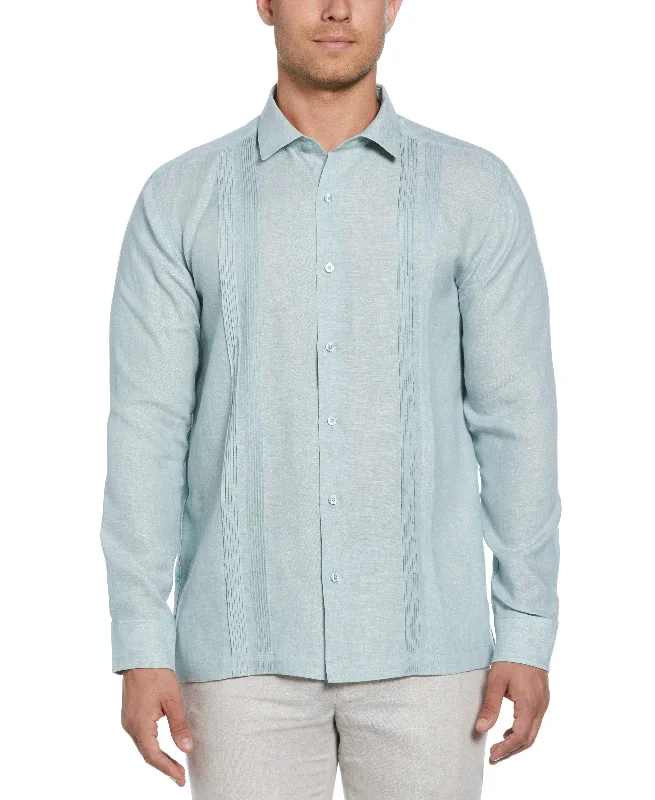 Basic Hoodies Linen Multi-Tuck Guayabera Shirt