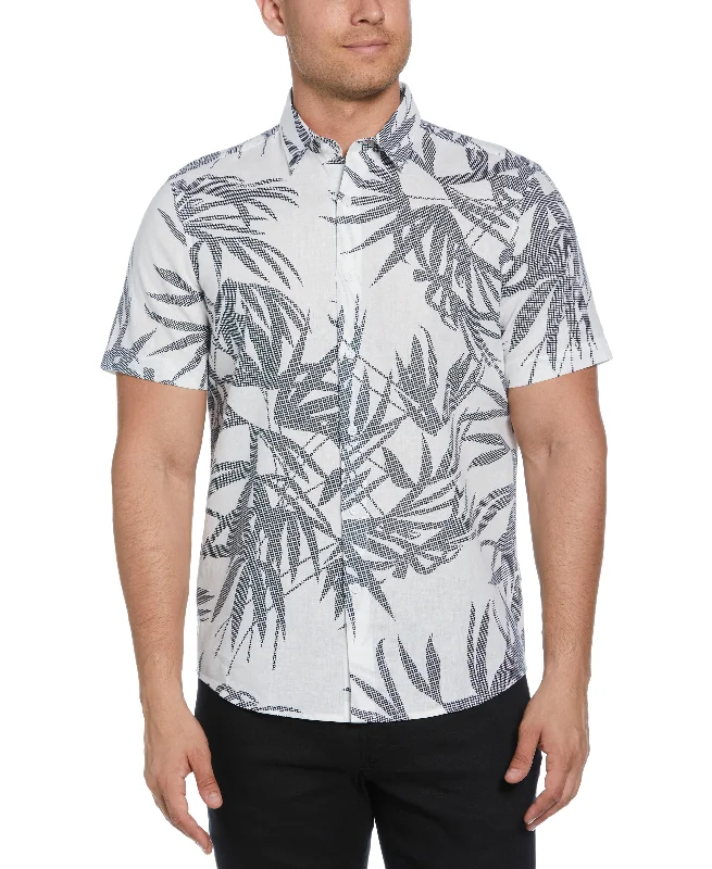 Casual Sneakers Textured Fern Print Shirt