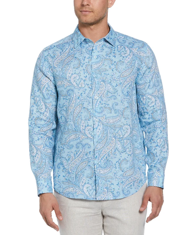 Urban Shirts Long Sleeve Linen Allover Paisley Printed Shirt