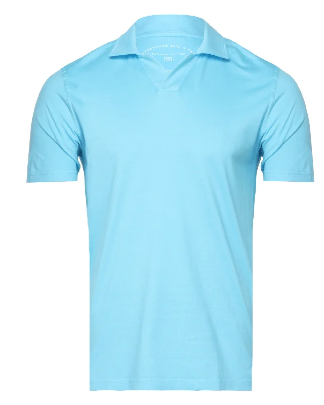 Sporty Hoodies Sky Blue Jersey Polo