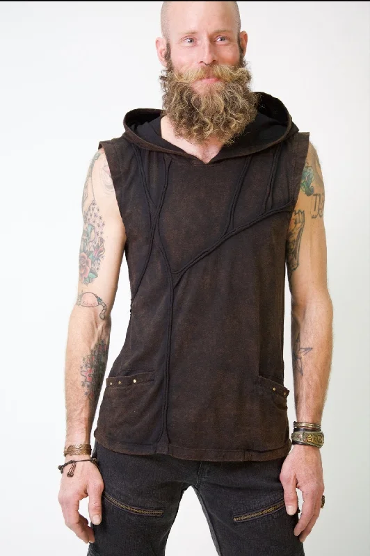 Fashionable T-shirts Linear Hooded Tank Top