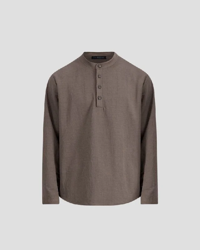 Comfortable Sweaters Henley shirt rayon - EBONY GREY