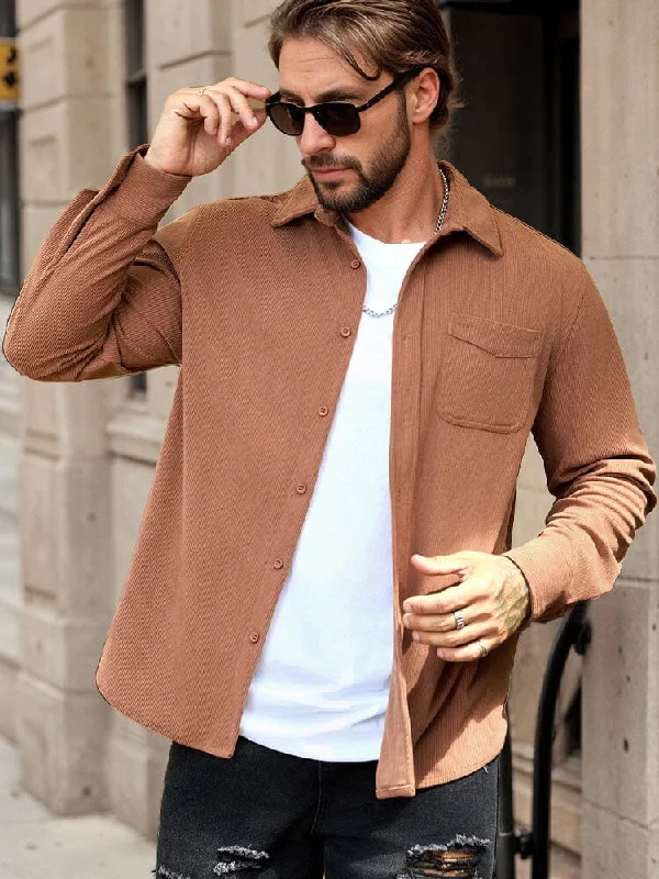 Trendy Footwear Casual Functional Corduroy Shirt