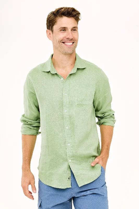 Sleek Tops Classic Linen Shirt - Piquant Green