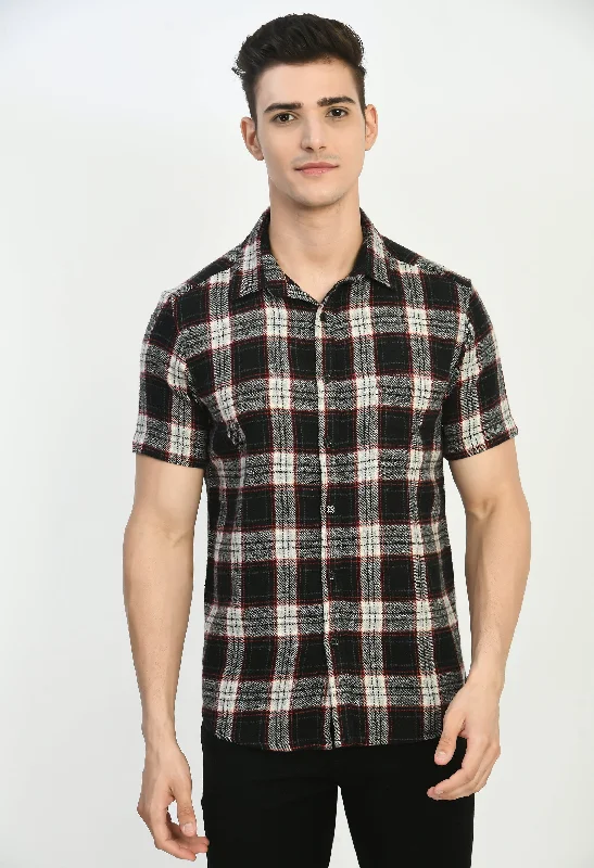 Relaxed Tops Men's Half Sleeves R&B Flannel Shirt