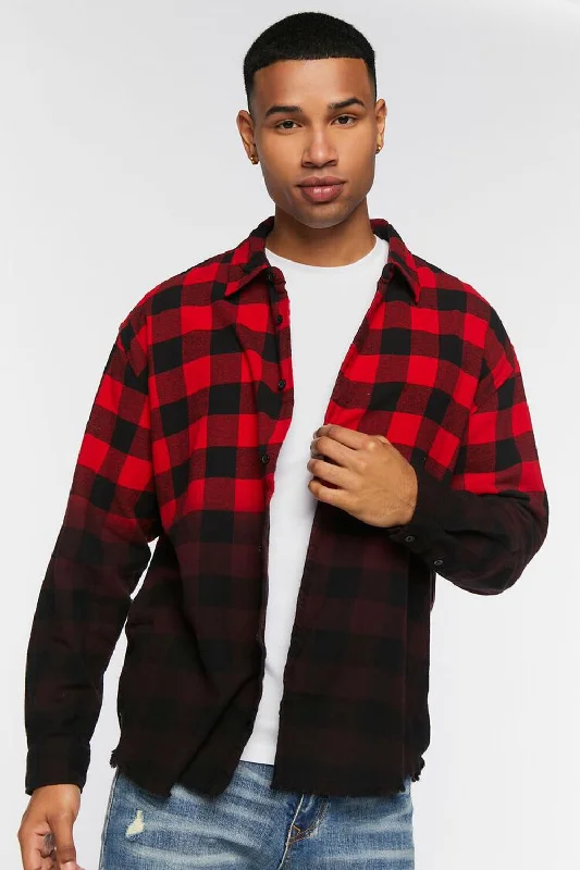 Versatile Shorts Red Checks Overdyed Shirt