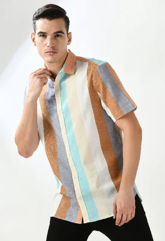 Comfortable Bottoms Multicolor Pastel Striper Shirt