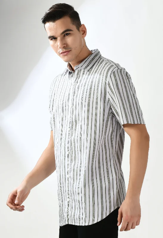 Smart Jackets White and Charcoal Striper Shirt