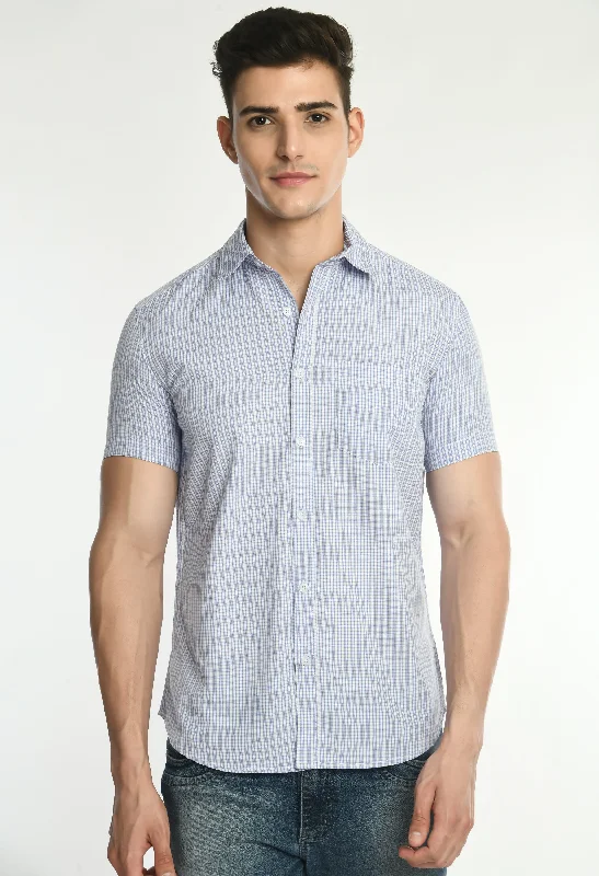 Practical Jeans Men's PV Half Sleeves Checks Shirt