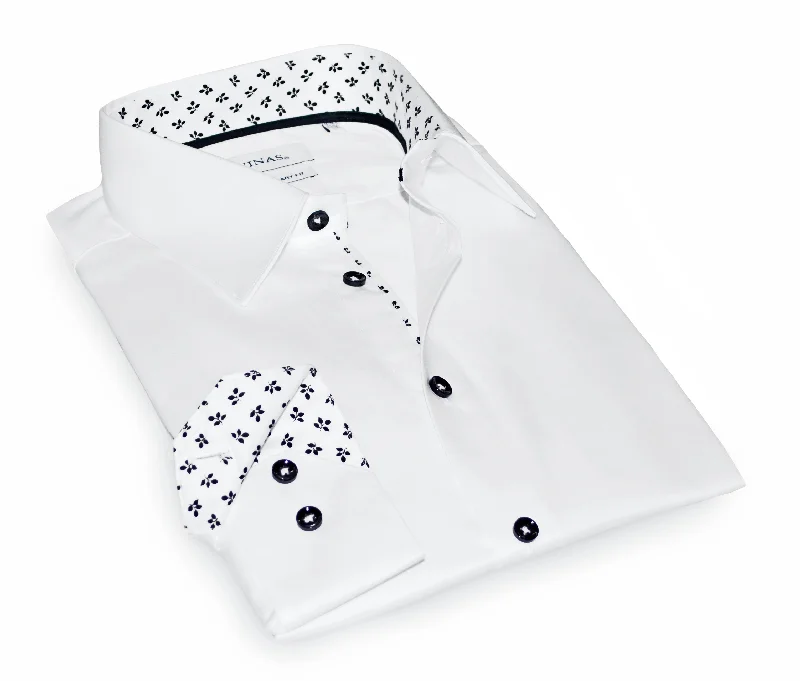 Modern Footwear Bird Button-Up Shirt With Contrast Details // White  // Contemporary Fit (Regular)