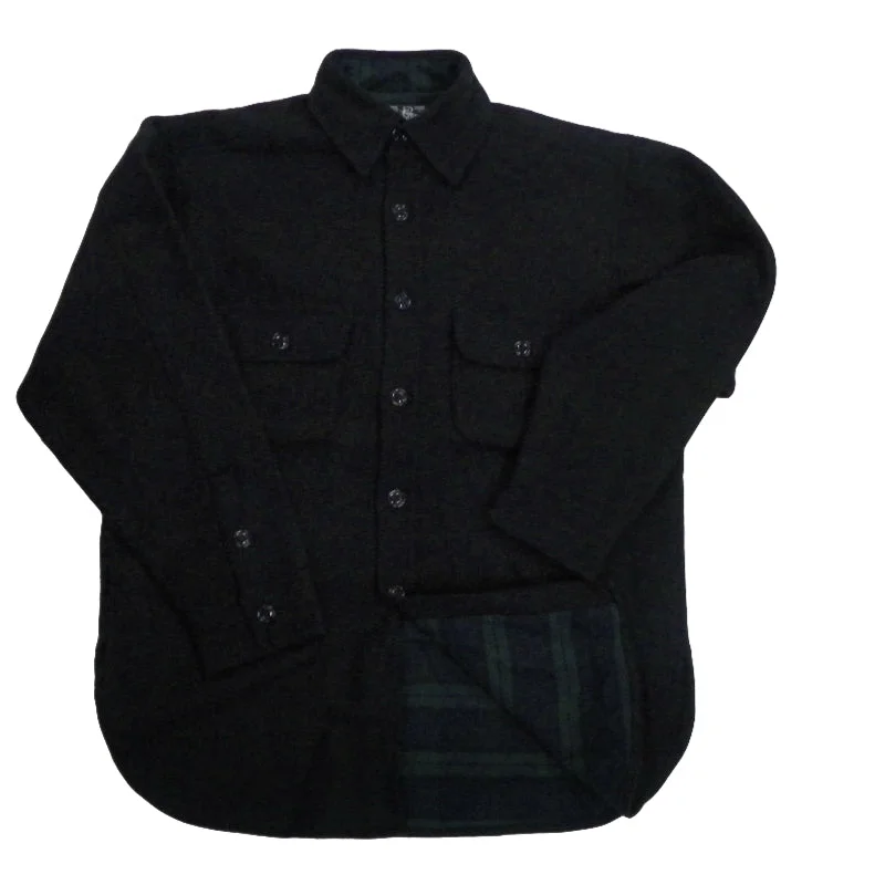 Classic Accessories Flannel Lined Wool Button Down Shirt - Midnight Black