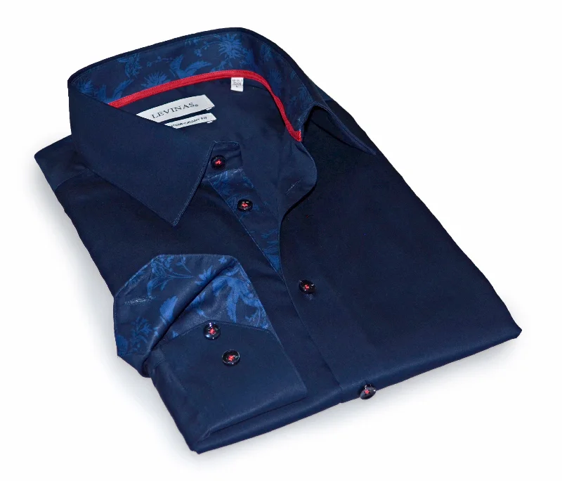 Functional Pants Geo  Button-Up Shirt With Contrast Details // Navy // Contemporary Fit (Regular)