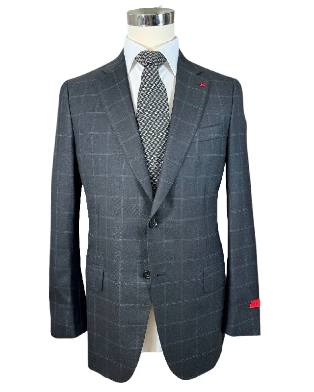 Smart Layers Isaia Suit Dark Gray Windowpane EU 52/ US 42 SALE