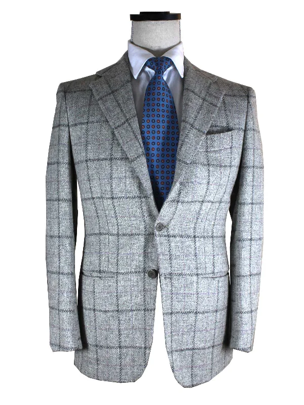 Simple Shirts Kiton Sport Coat Gray Windowpane Wool Blazer Cipa 1960 EUR 49/ US 39 REDUCED -SALE