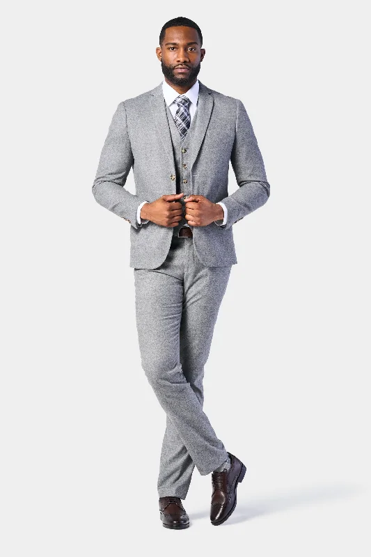 Stylish Accessories Light Gray Flannel 3 Piece Suit