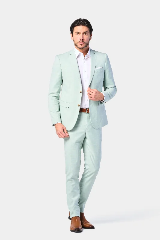 Premium Jeans Light Sage Sharkskin 2 Button Suit