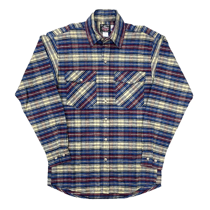 Premium Jeans Mens Flannel Button Shirt - Blue, Maroon, & Tan