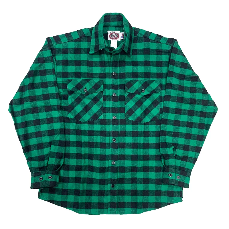 Relaxed Footwear Mens Flannel Button Shirt - Green & Black Buffalo Check