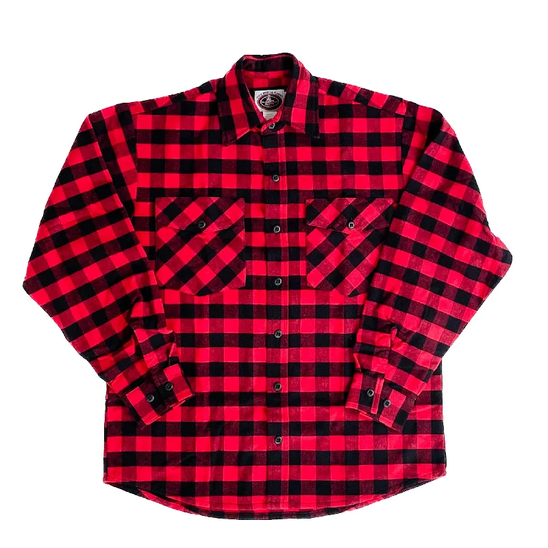 Sporty Sweaters Mens Flannel Button Shirt - Red & Black Buffalo Check