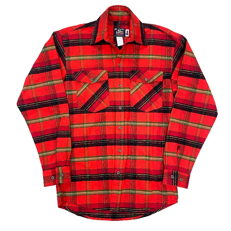 Comfortable Jeans Mens Flannel Button Shirt - Red, Orange, & Yellow