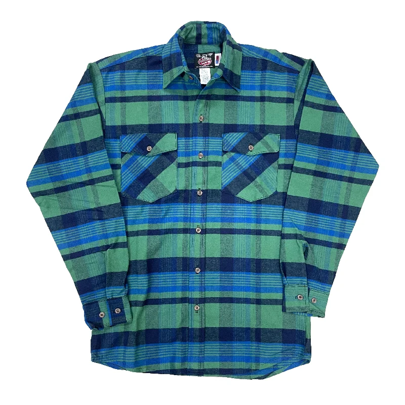 Cool Pants Mens Flannel Button Shirt - Royal Navy & Green Plaid