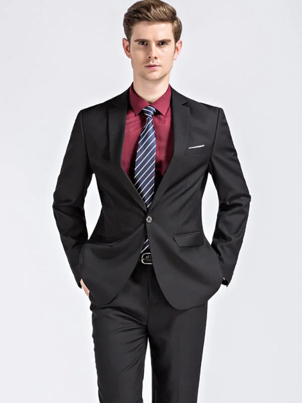 Warm Hoodies Men's Slim Fit Business Two Piece Suit