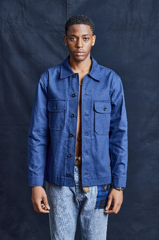 Stylish Outerwear Cotton Workshirt in Navy Blue