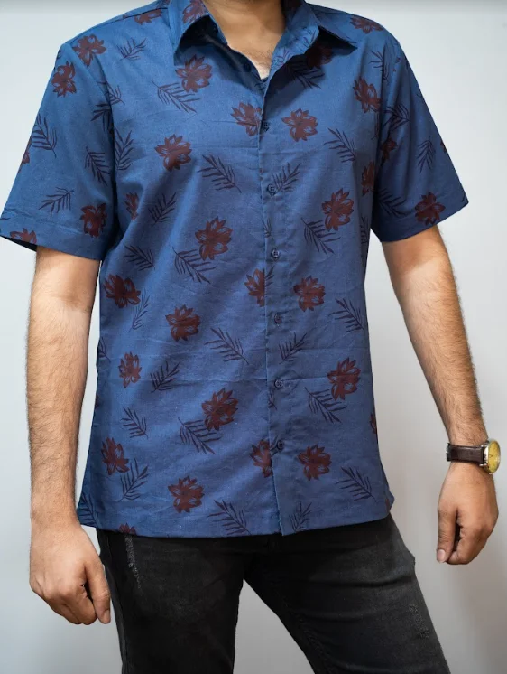 Street Styles Navy Floral Printed Shirt