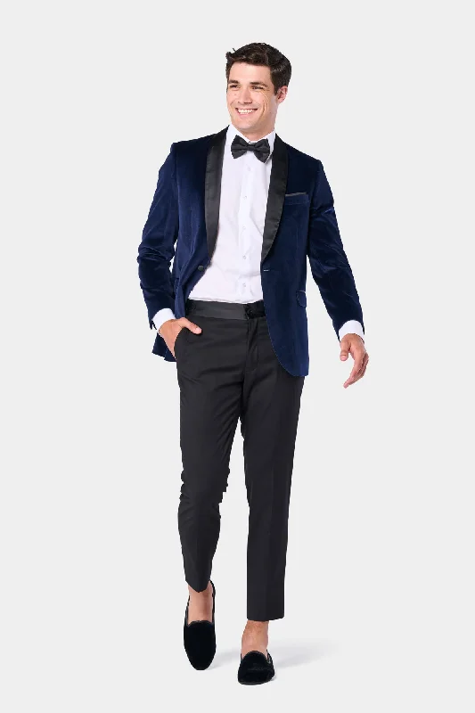 Relaxed Footwear Navy Velvet Shawl Lapel Tuxedo