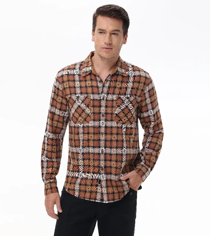 Comfortable Sweaters Plaid Jacquard Shirt