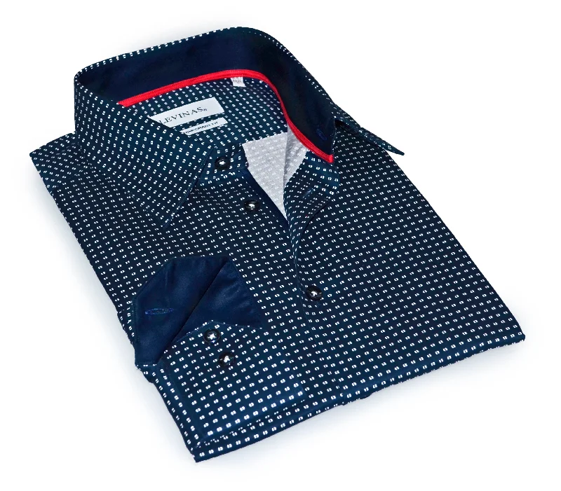 Casual Jackets Stephen  Button-Up Shirt With Contrast Details // Navy // Contemporary Fit (Regular)