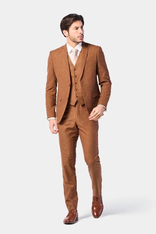 Stylish Hoodies Rust Brown Flannel 3 Piece Suit