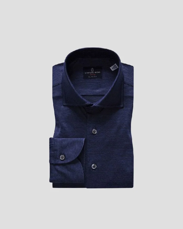 Simple Jackets Extra fine wool premium dress shirt - Dark blue