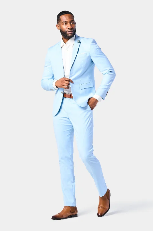 Smart Denim Sky Blue 2 Button Suit