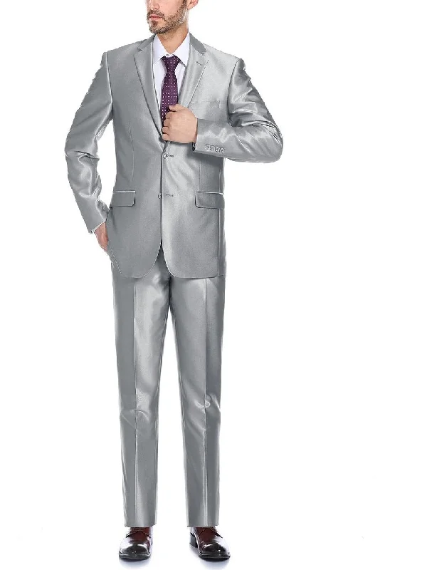 Stylish Shorts Men's Sharkskin Italian Styled Two Piece Suit