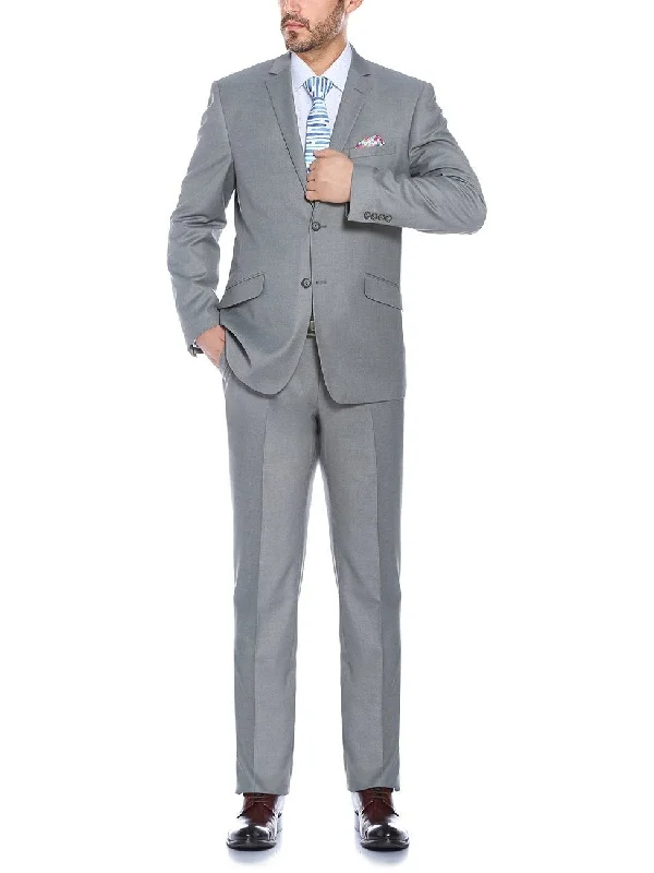 Active Tops Men's Slim Fit Solid Stretch 2-Piece Suit