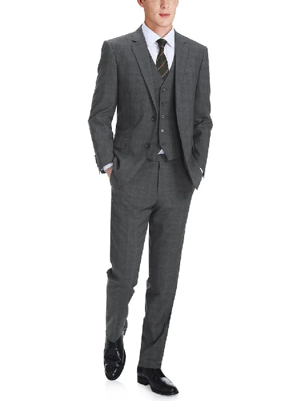 Trendy Pants Men's 3-Piece Classic Fit Single Breasted Windowpane Suit