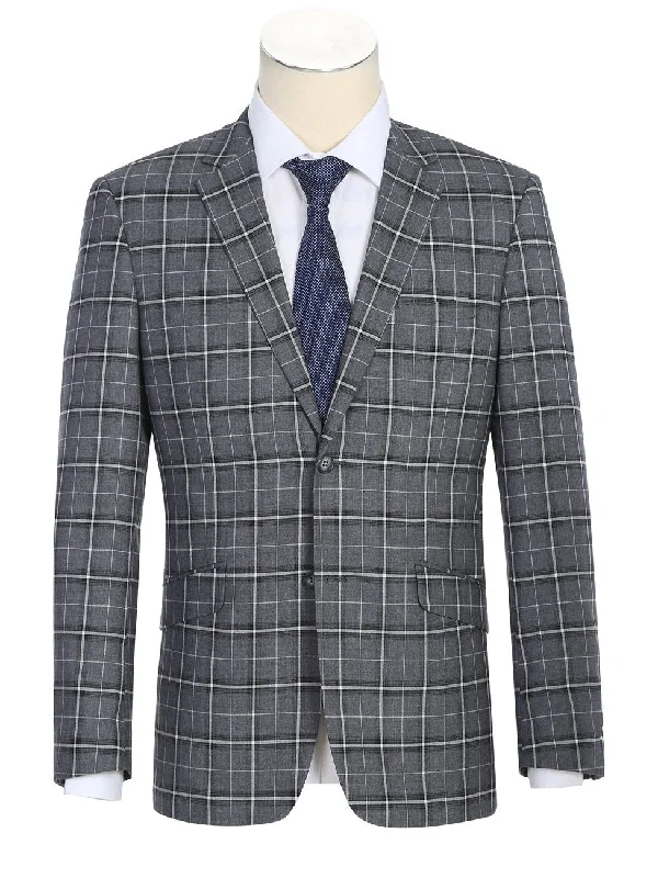 Comfortable Shirts Men's Classic Fit Single Breasted Grey & White Check Suits