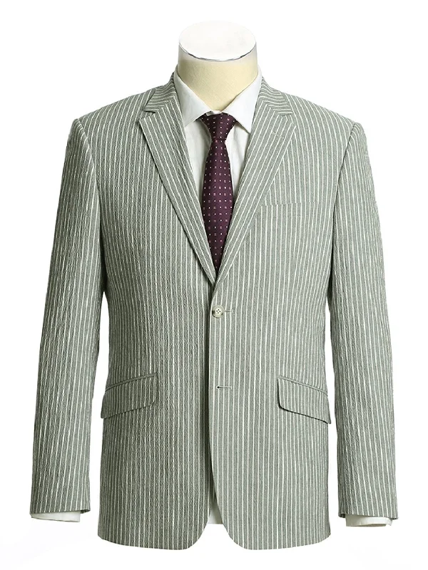 Classic Accessories Men's Slim Fit Notch Lapels Gray Stripe Cotton Suits