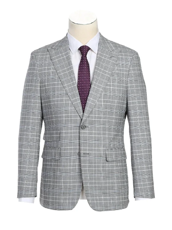 Classic Shorts White Smoke Plaid Suit