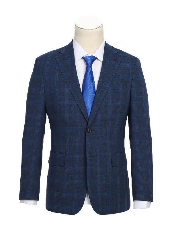 Classic Hoodies Airforce Blue Plaid Wool Suit