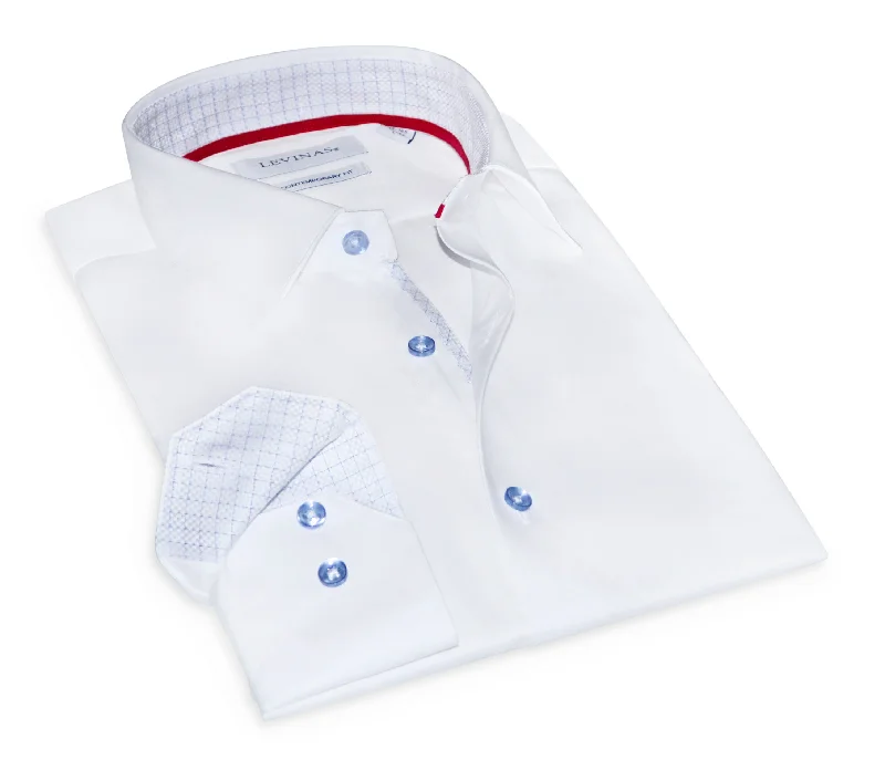 Comfortable Suits Troy Button-Up Shirt With Contrast Details // White // Contemporary Fit (Regular)