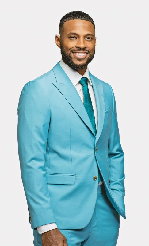 Comfortable Hoodies Turquoise 2 Button Suit