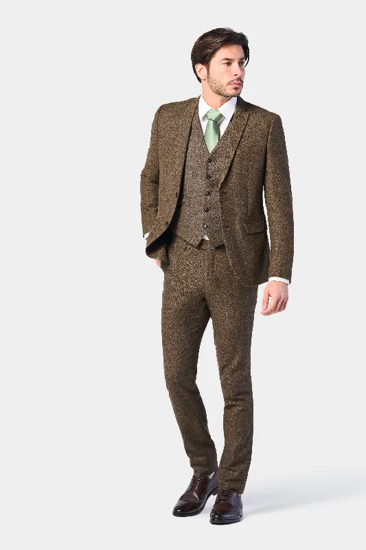 Smart Footwear Vintage Brown Tweed 3 Piece Suit